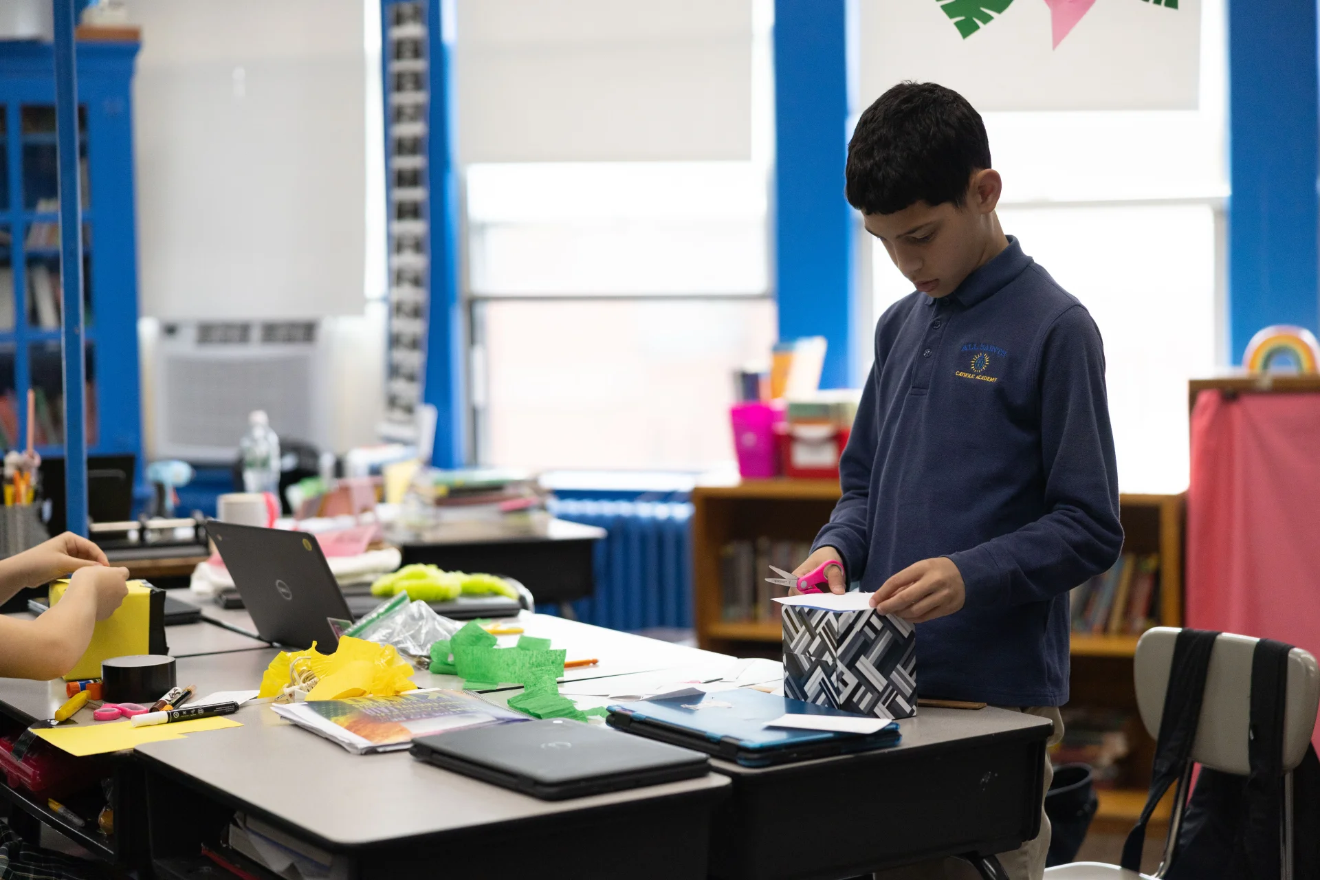 student working on a project