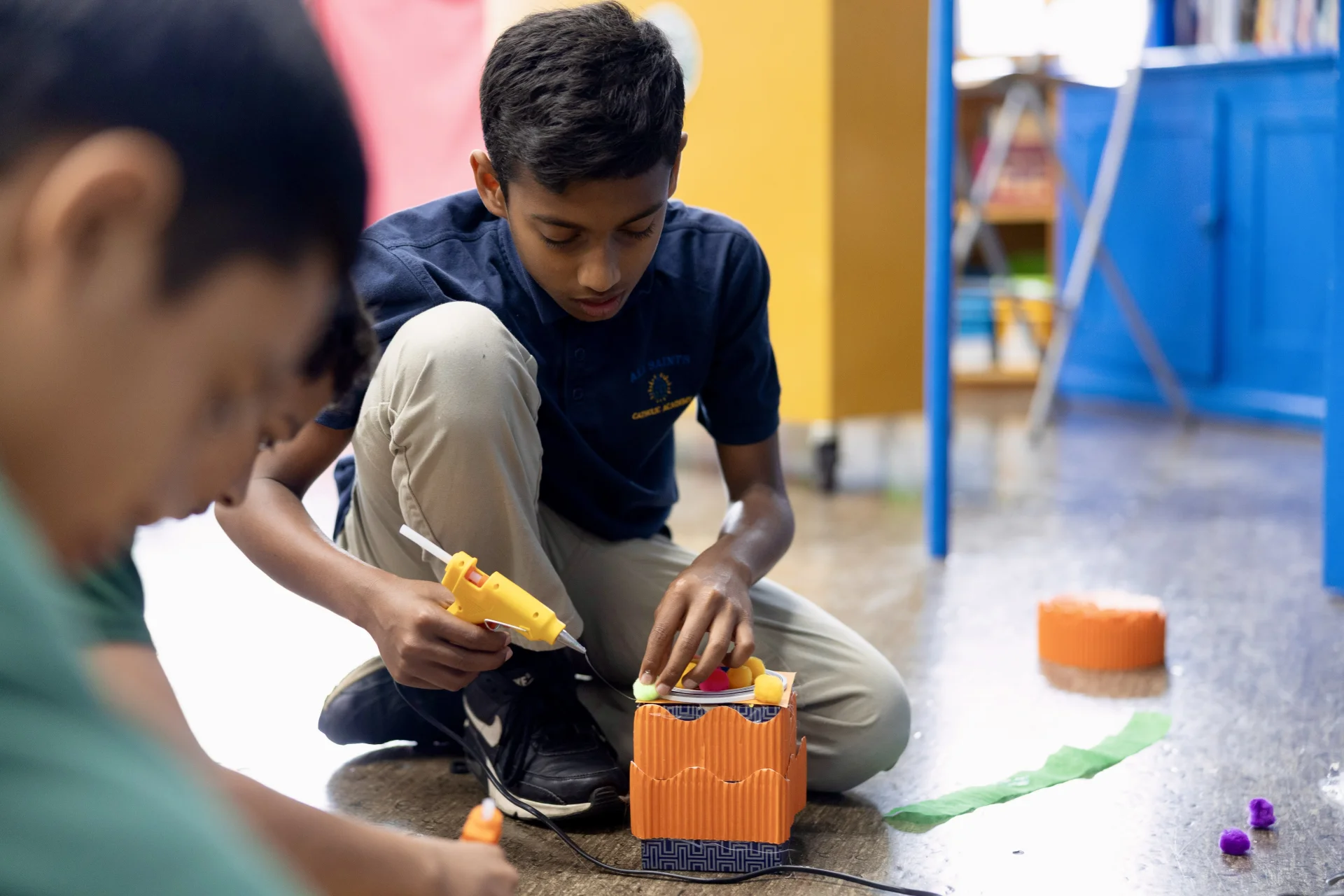 student working on a project