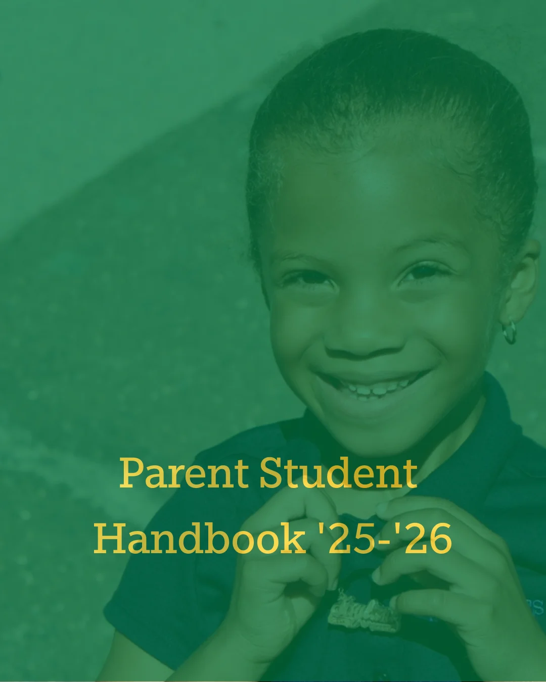 parent student handbook; student smiling
