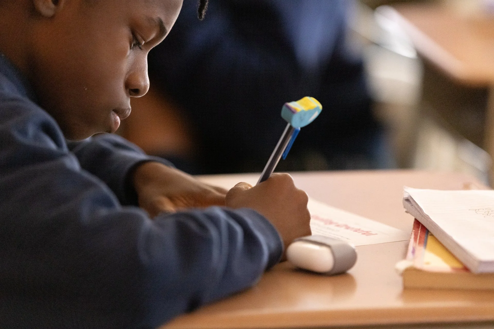 student working on assignment