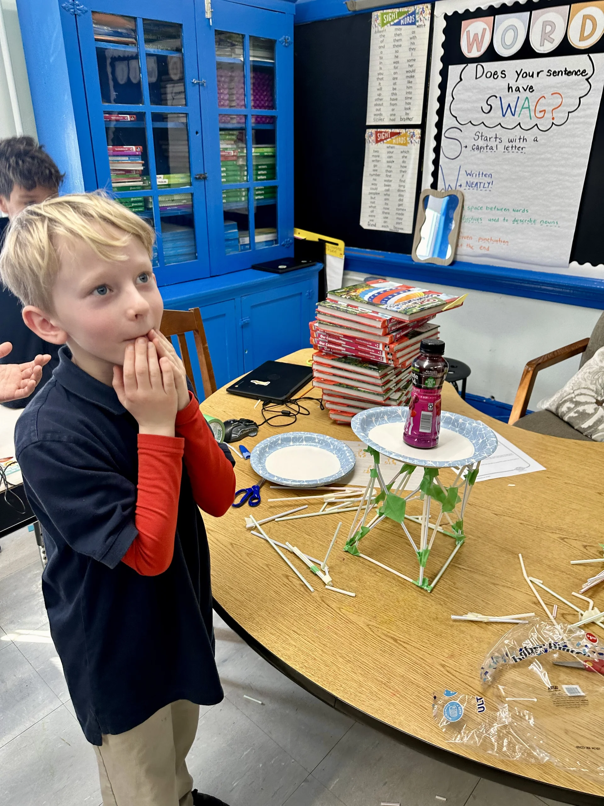 student surprised about science project