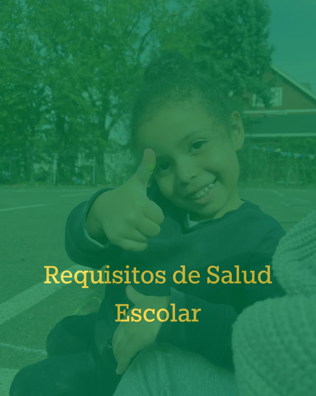 requisitos de salud escolar; student smiling