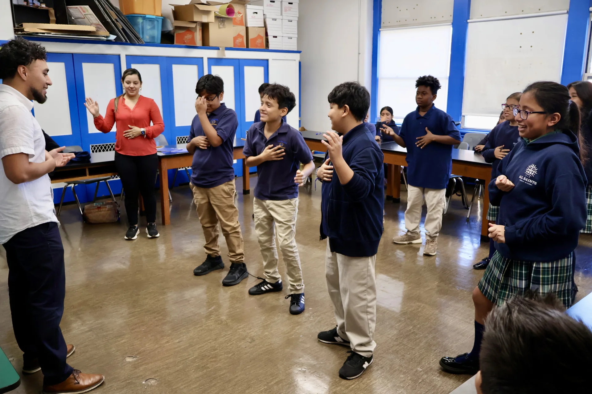students practicing bachata in Spanish class