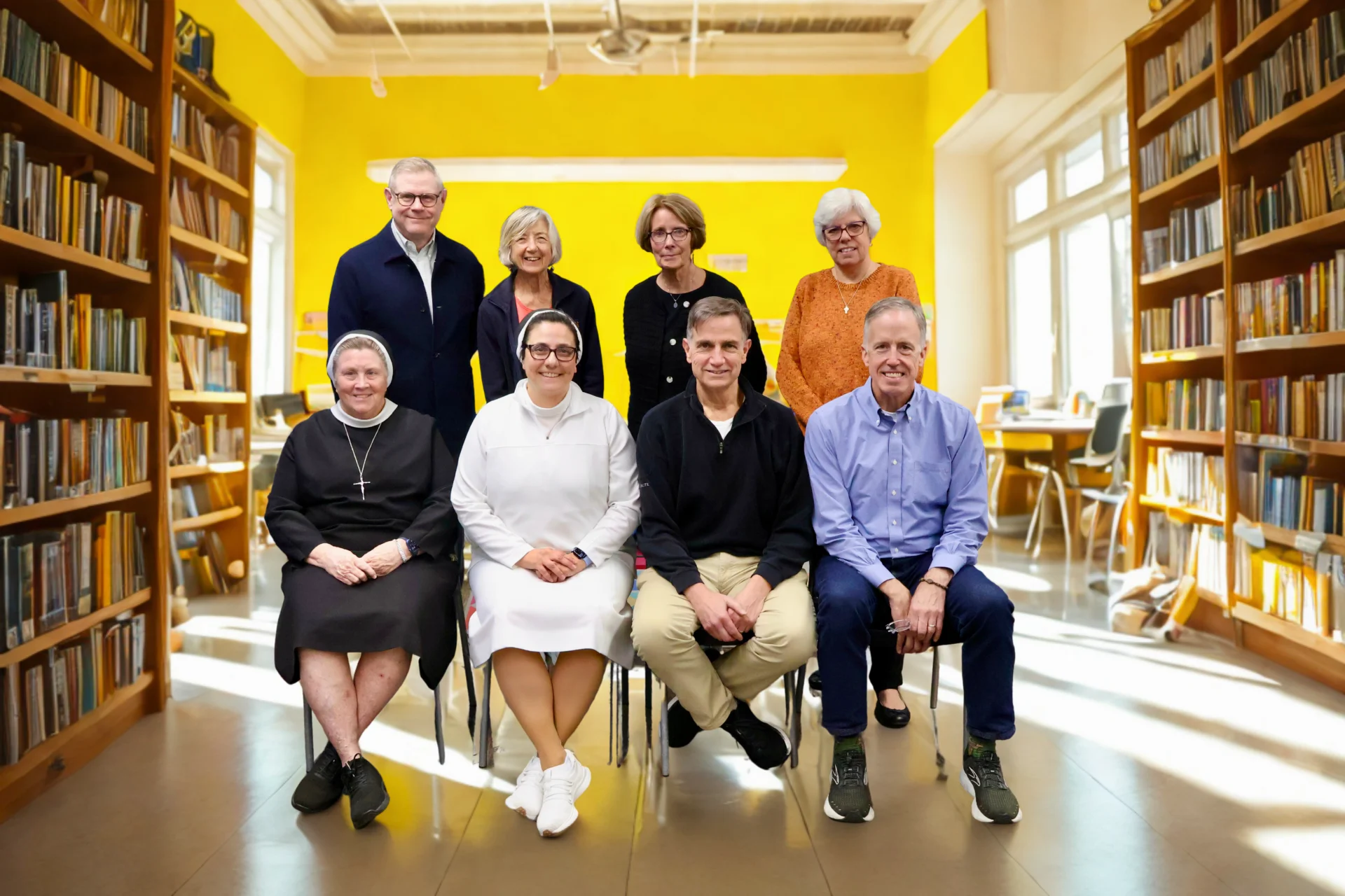 ASCA board of directors sitting in a library